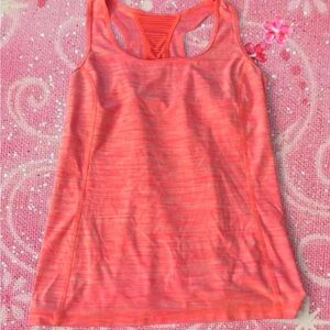 Pink & orange striped tank top with mesh back